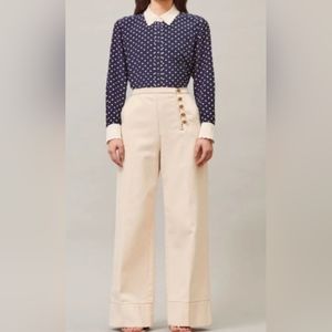Tory Burch Twill Button Front Trouser size 12